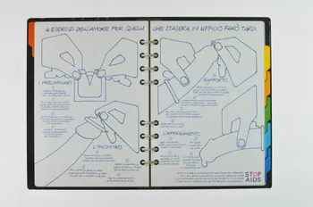 Aide Suisse Contre Le Sida, Campagne Stop Aids affiche "4 esercizi dell'amore per quelli che stasera in ufficio faro tardi" (en italien) (4 exercices amoureux,pour tous ceux qui ce soir resteront tard  au bureau) Lorraine, France 1999 2004.119.224 Photo Mucem