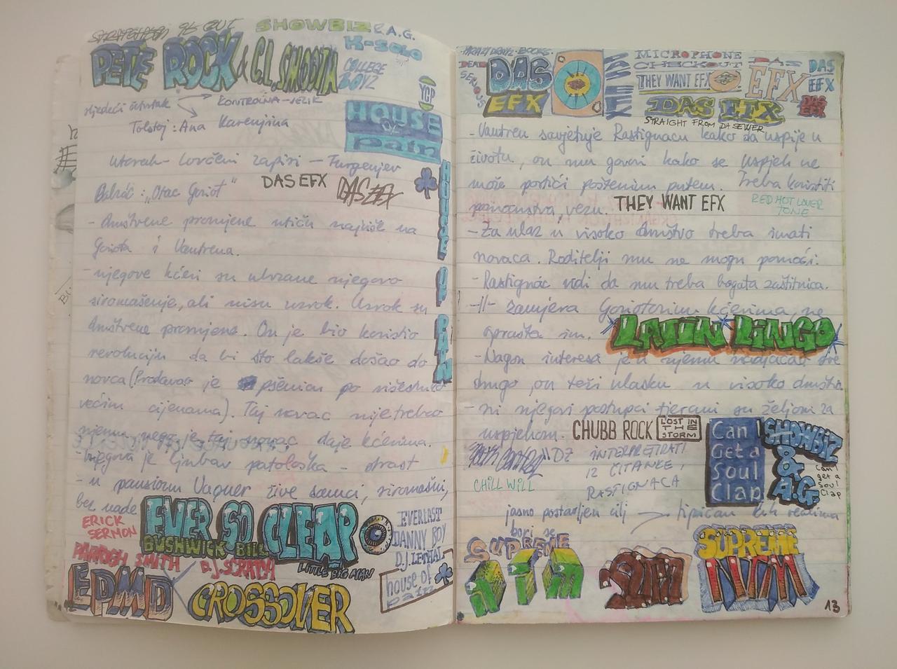 Lunar CAHIER DE DESSIN cahier d'écolier couvert de dessins de l'artiste Croatie 1992-1993 2024.15.1 Photo Mucem