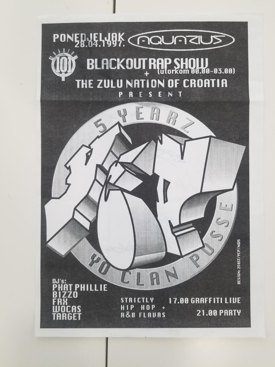 2Fast affiche Affiche pour une soirée organisée pour les 5 ans du groupe YCP Croatie 1997 2024.15.7 Photo Mucem