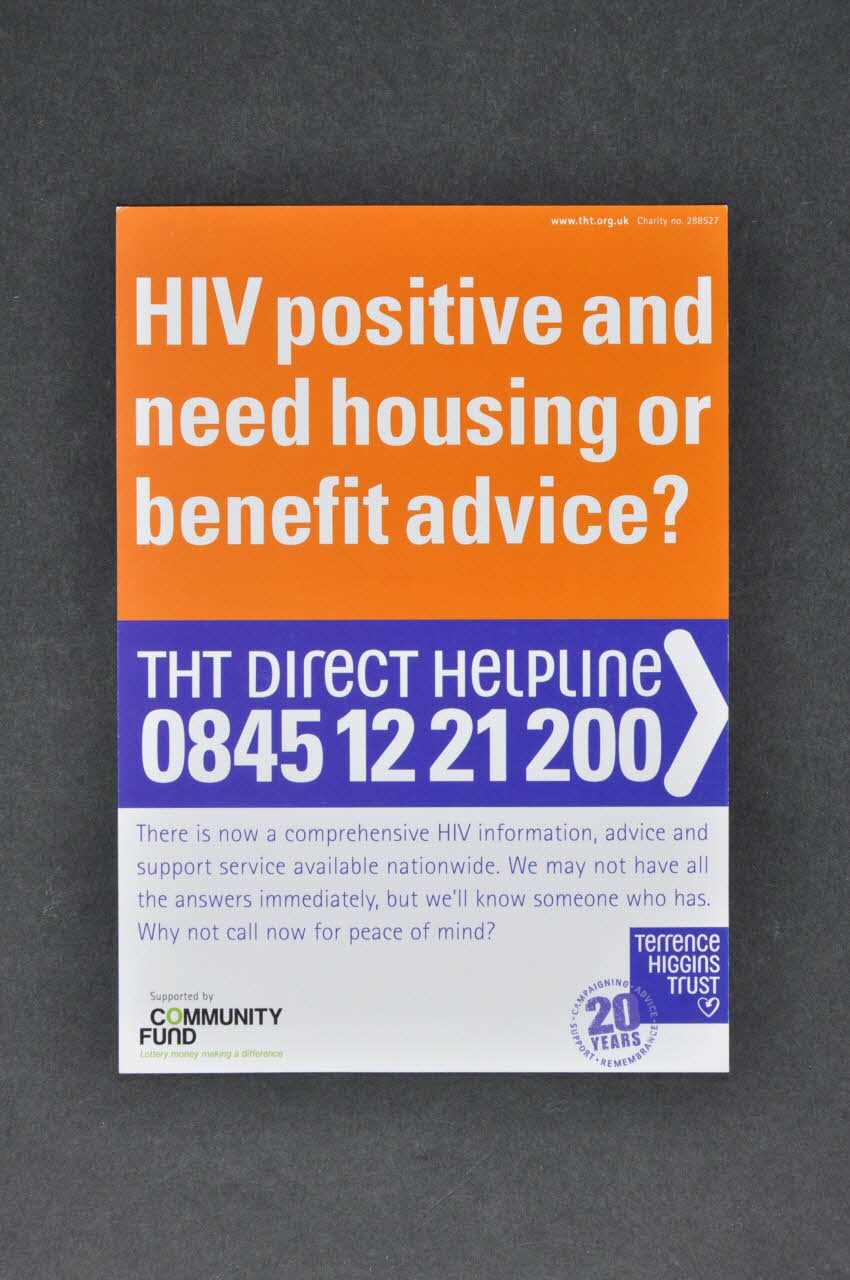 tract "HIV  positive and need housing or benefit advice? (Vous êtes séropositif et vous avez besoin de conseils sur le logement et les indemnités) 2003.106.14 Photo Mucem