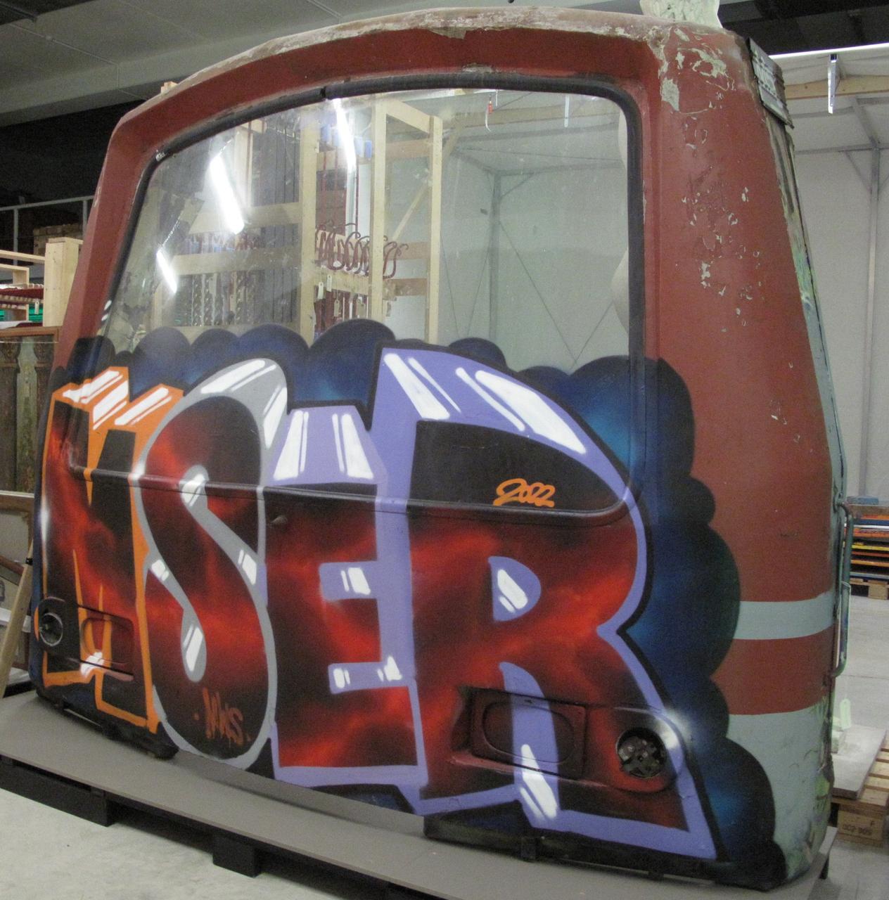 Mser panneau de graffiti Tête de métro graffée Munténie, Roumanie 2022-2023 2024.7.1 Photo Mucem