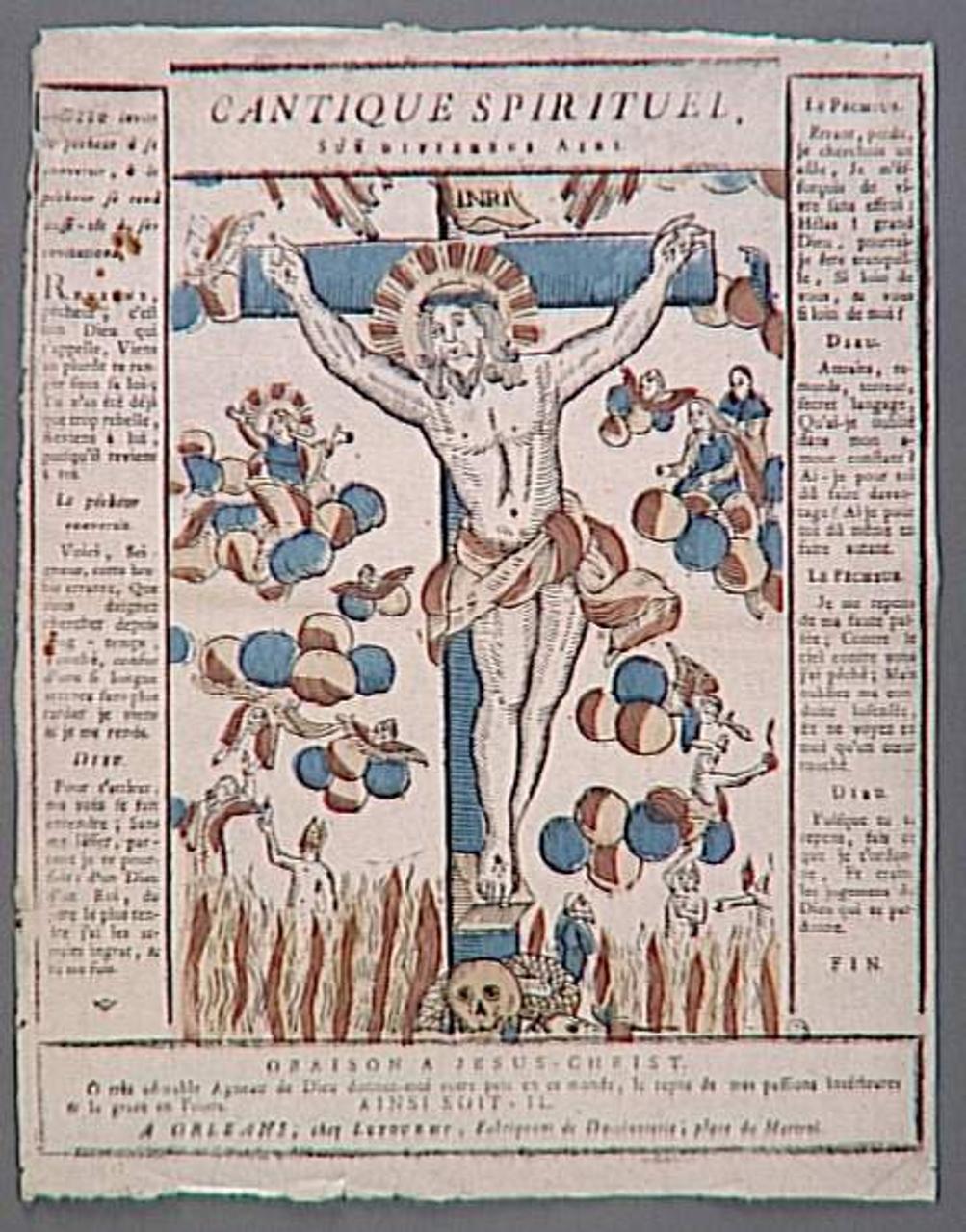 Jean-Baptiste Letourmy imagerie ancienne CANTIQUE SPIRITUEL,  ORAISON A JESUS-CHRIST. Orléans 1800 1951.72.45 Photo Mucem