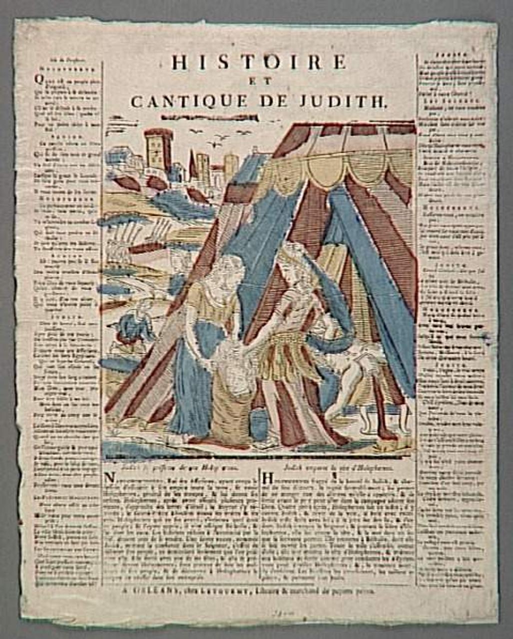 Jean-Baptiste Letourmy imagerie ancienne HISTOIRE  ET  CANTIQUE DE JUDITH. Centre-Val de Loire, France 1800 1955.9.17 Photo Mucem