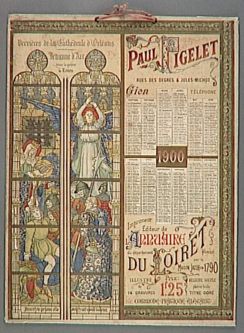 Galland Jacques ; Paul Pigelet calendrier Verrières de la Cathédrale d'Orléans  Jehanne d'Arc  dans la prison  de Rouen Orléans 1900 1993.2.137 Photo Mucem