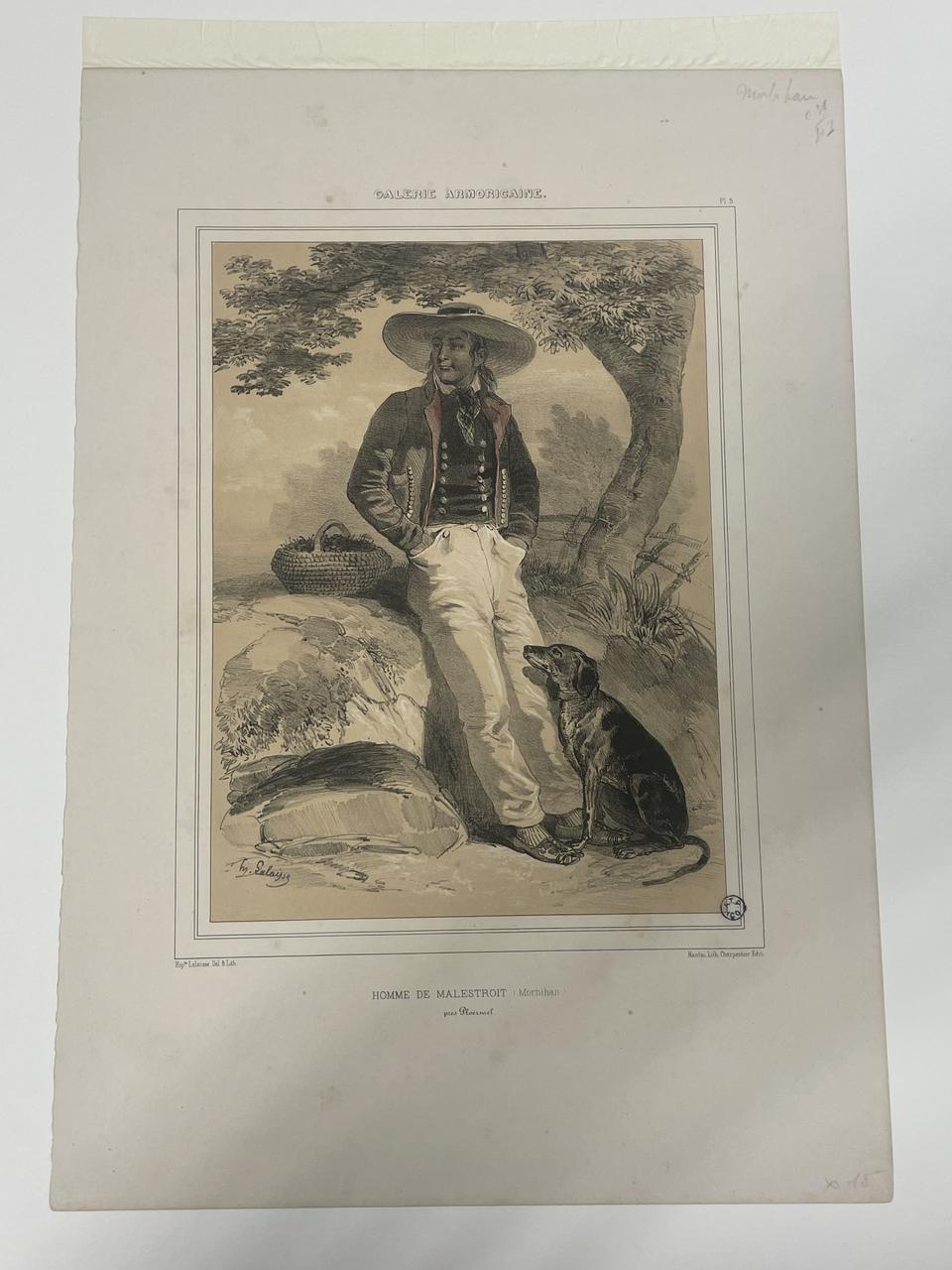 Lalaisse François Hippolyte ; Henri Désiré Charpentier estampe HOMME DE MALESTROIT (Morbihan)  près Ploërmel. Nantes 1845-1846 1938.11.84 Photo Mucem
