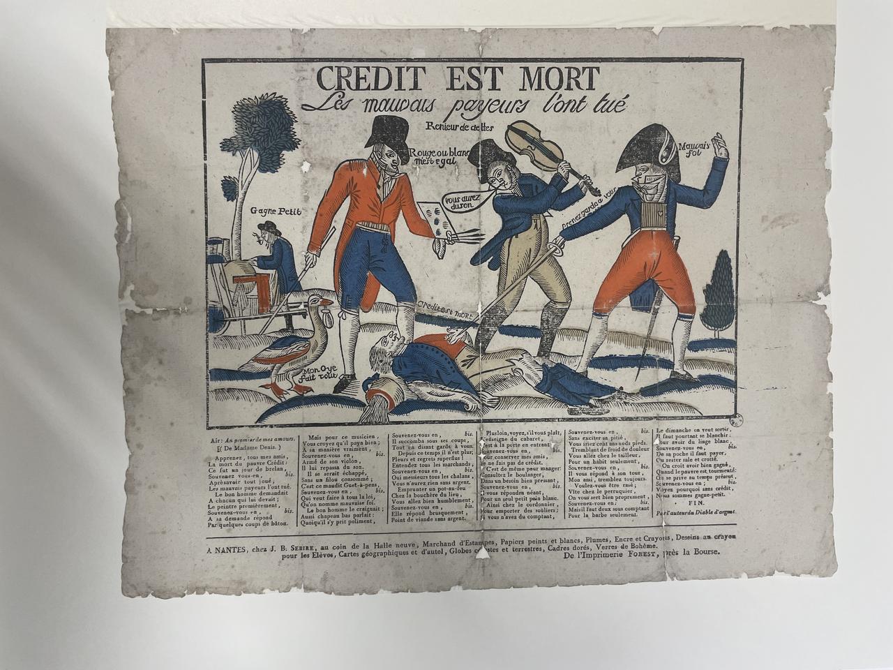Sébire J. B. ; Forest imagerie ancienne CREDIT EST MORT  Les mauvais payeurs l'ont tué Nantes 1814-1837 1951.30.24 Photo Mucem