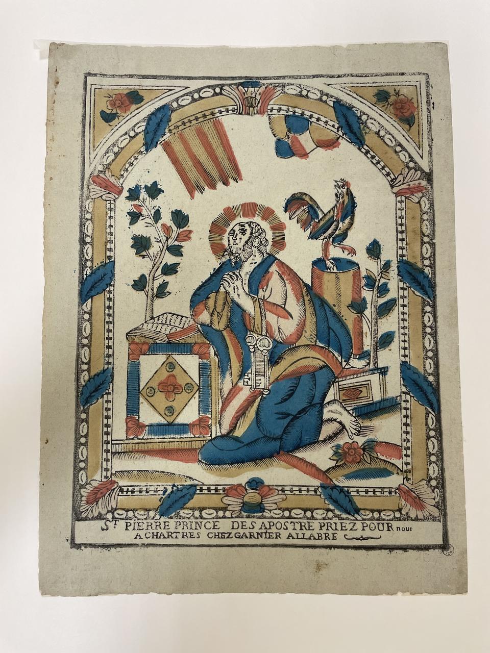 Jacques-Pierre Garnier-Allabre imagerie ancienne ST. PIERRE PRINCE DES APOSTRE PRIEZ POUR nous Chartres 1805-1828 1951.72.14 Photo Mucem