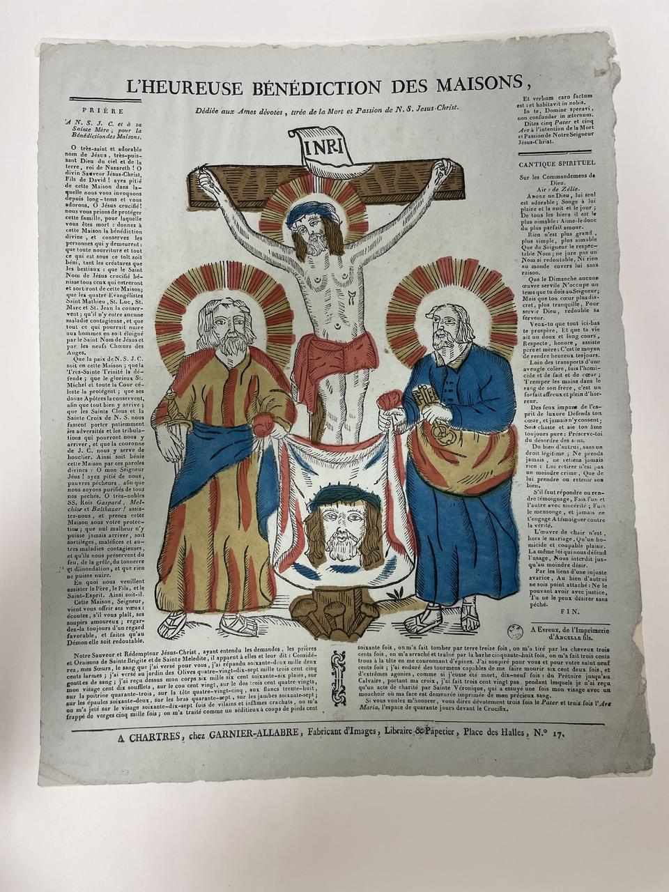 Jacques-Pierre Garnier-Allabre ; Jean-Jacques Ancelle imagerie ancienne L'HEUREUSE BENEDICTION DES MAISONS Chartres 1815-1823 1952.39.8 Photo Mucem