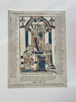 Jacques-Pierre Garnier-Allabre ; Jean-François Lacombe imagerie ancienne Cantique de St. Crépin et St. Crépinien, Patrons des Cordonniers. Chartres 1805-1821 1952.39.9 Photo Mucem
