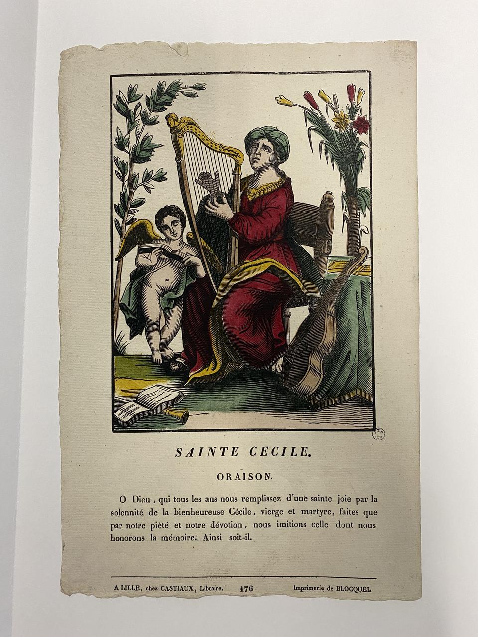 Pierre Mignard ; Jean-Baptiste Castiaux imagerie ancienne SAINTE CECILE. Lille 1809-1837 1965.75.512 Photo Mucem