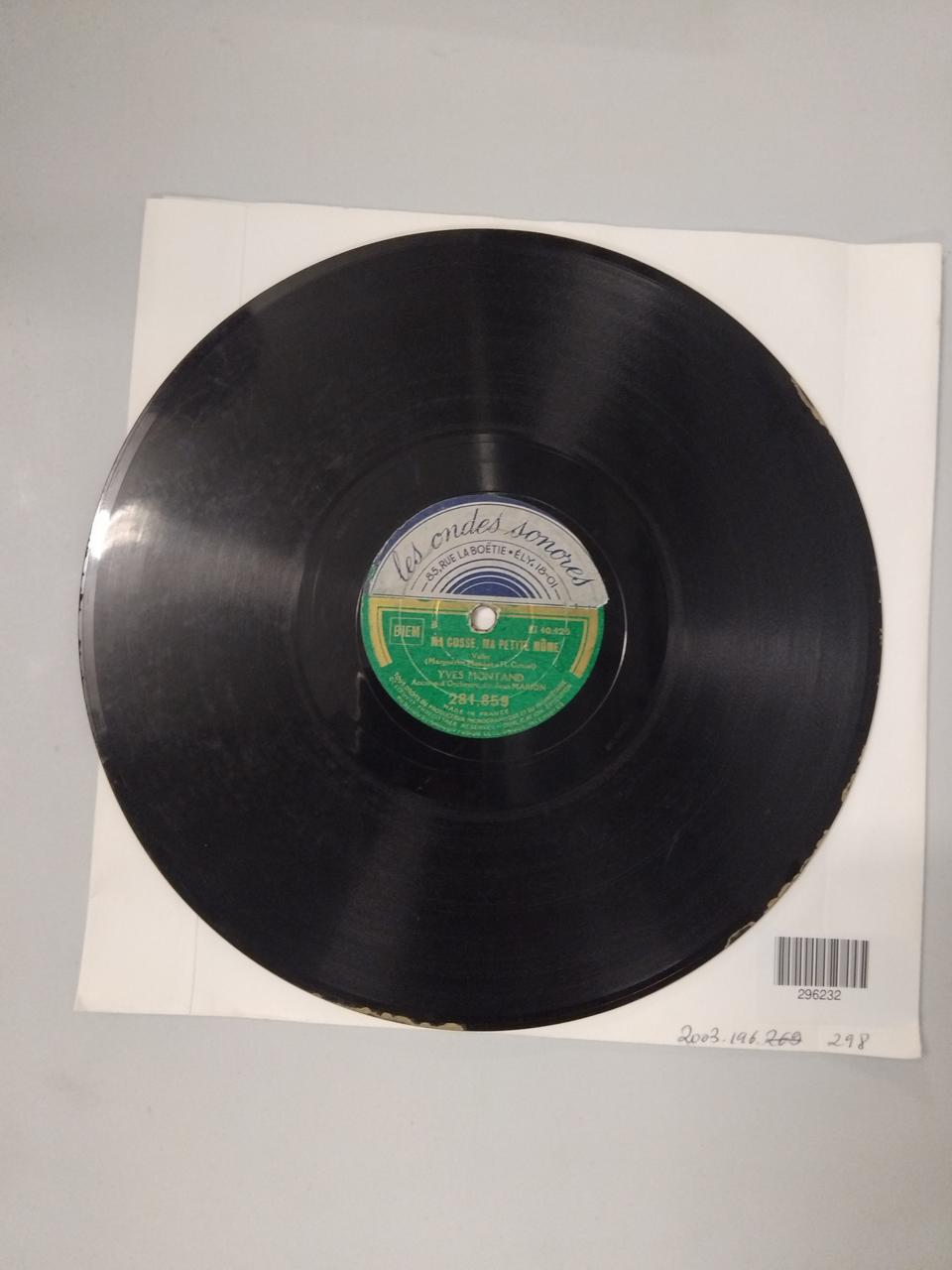 disque 78 tours Mais qu'est-ce que j'ai ? 2003.196.298 Photo Mucem