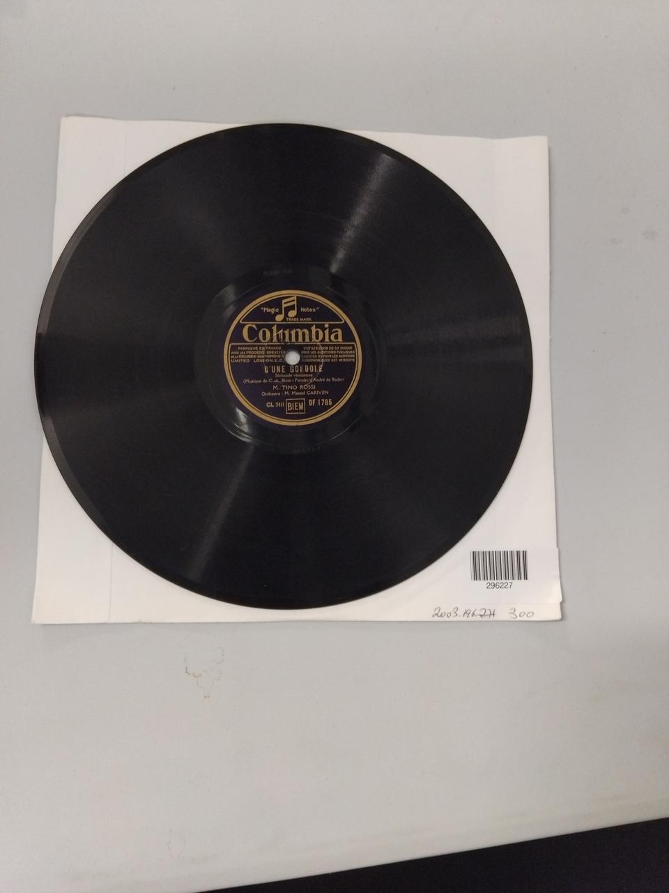 disque 78 tours D'une gondole 2003.196.300 Photo Mucem