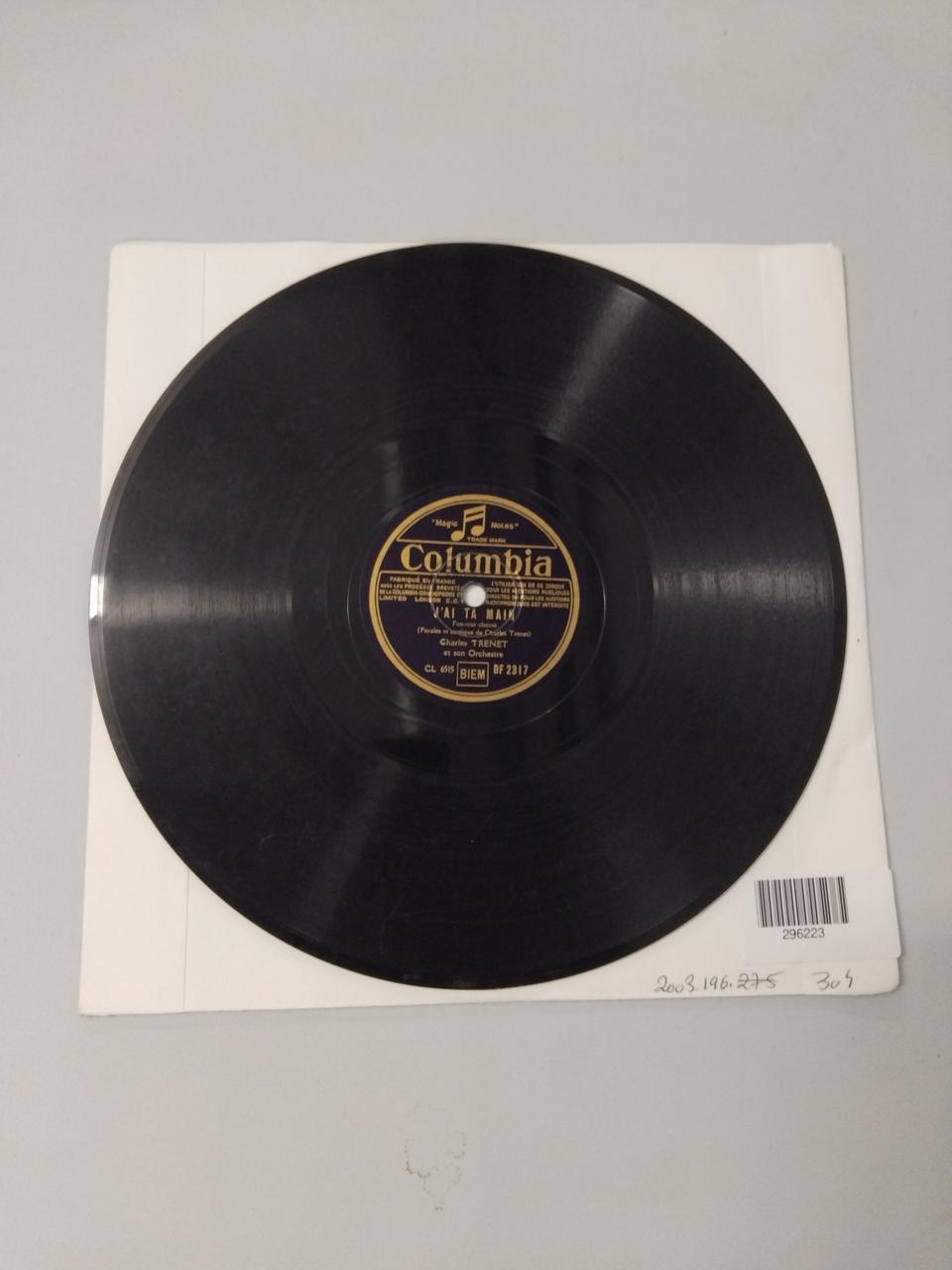 disque 78 tours J'ai ta main 2003.196.304 Photo Mucem