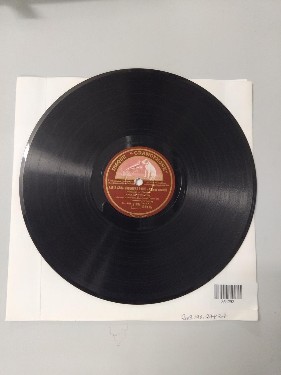 disque 78 tours Paris sera toujours Paris 2003.196.307 Photo Mucem