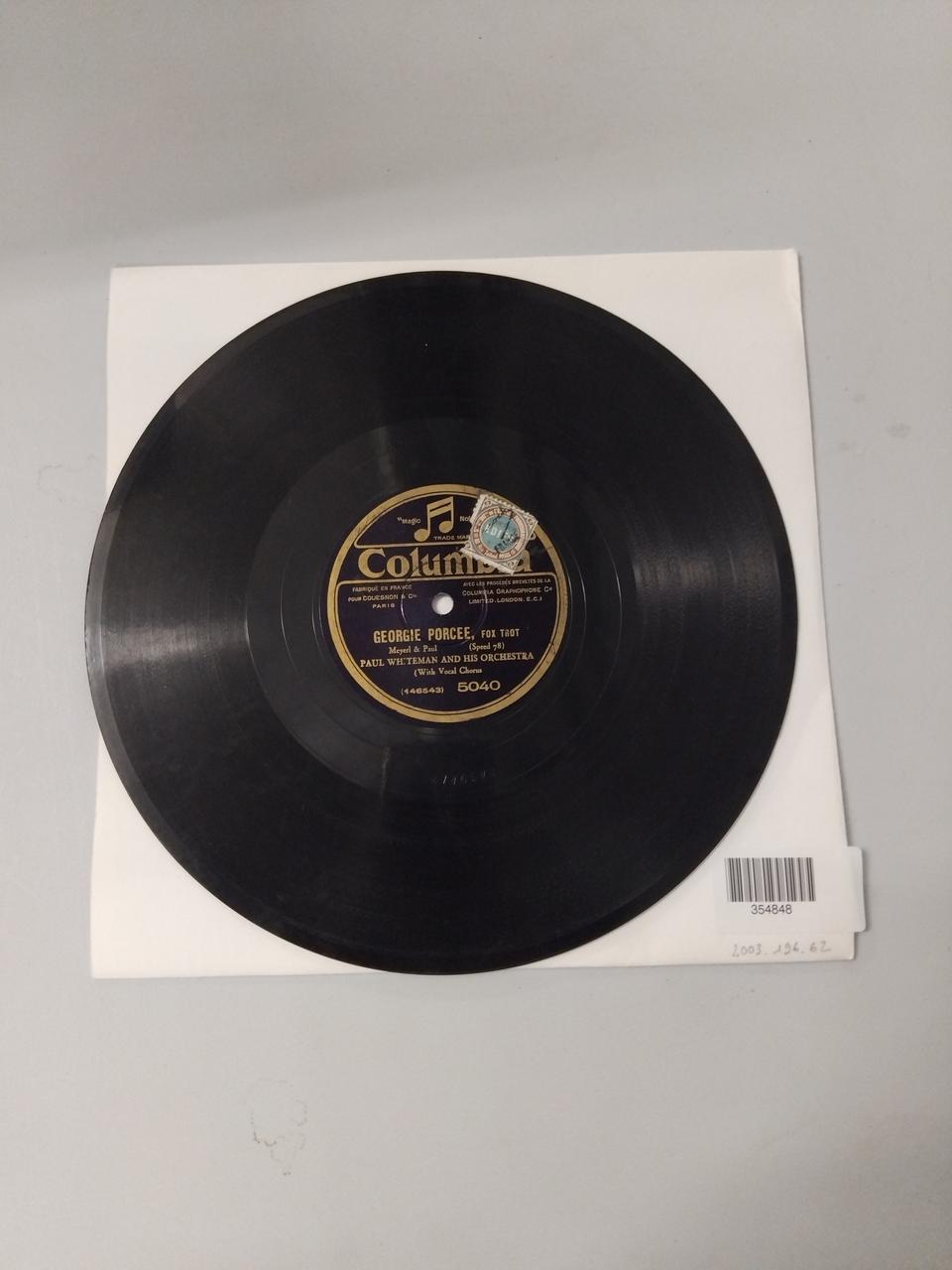 disque 78 tours Georgie porcee 2003.196.62 Photo Mucem