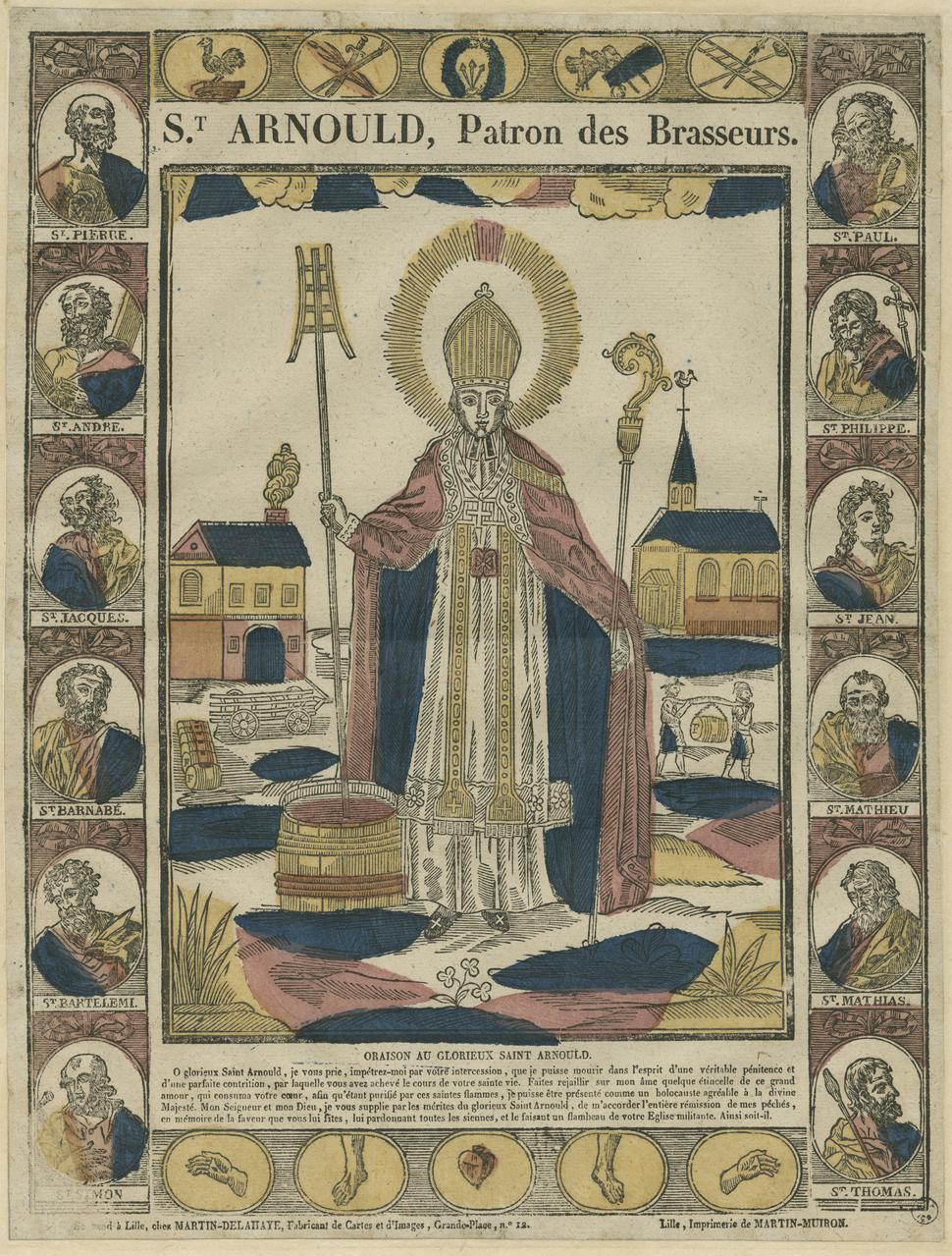 estampe Saint Arnould, patron des brasseurs 1951.30.18 Photo Mucem ; cliché : (c) Frédéric Legoy - Musée de l'hospice Comtesse / Ville de Lille