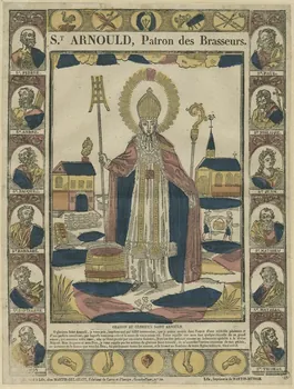 estampe Saint Arnould, patron des brasseurs 1951.30.18  Photo Mucem ; cliché : (c) Frédéric Legoy - Musée de l'hospice Comtesse / Ville de Lille