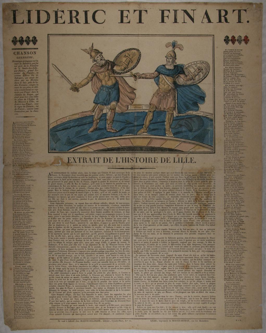estampe Lidéric et Finait. Extrait de l'histoire de Lille 1951.42.9 Photo (c) Mucem ; cliché : (c) Frédéric Legoy - Musée de l'hospice Comtesse / Ville de Lille