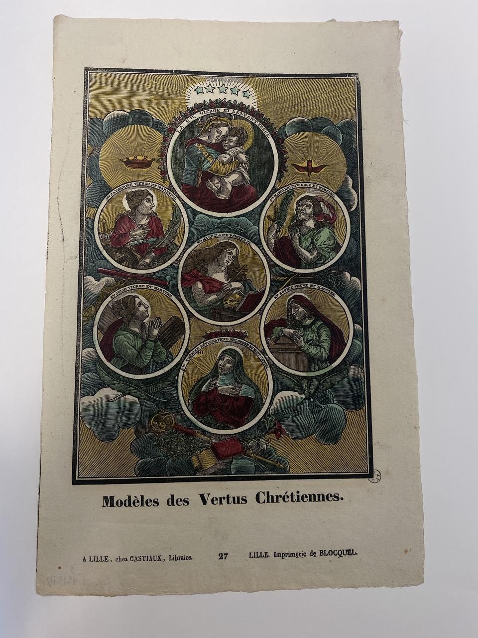 Antoine Thiébault ; Raphaël ; Jean-Baptiste Castiaux imagerie ancienne Modèles des Vertus Chrétiennes. Chartres 1828-1837 1948.18.117 Photo Mucem