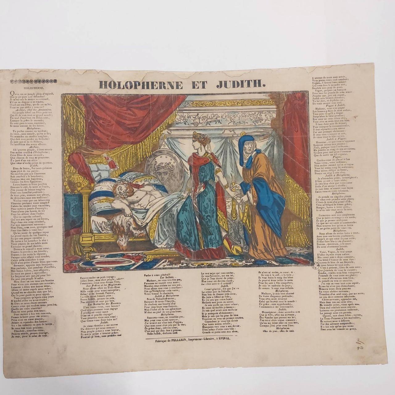 Pellerin estampe HOLOPHERNE ET JUDITH. Lorraine, France 1840 1953.86.241 Photo Mucem