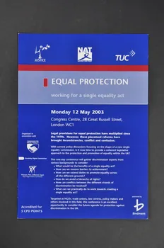 National Aids Trust (NAT) Dépliant "Equal protection. Working for a single equality act" (Protection égale. Travai pour un acte d'égalité simple) Grande Bretagne 2003 2003.106.3 Photo Mucem