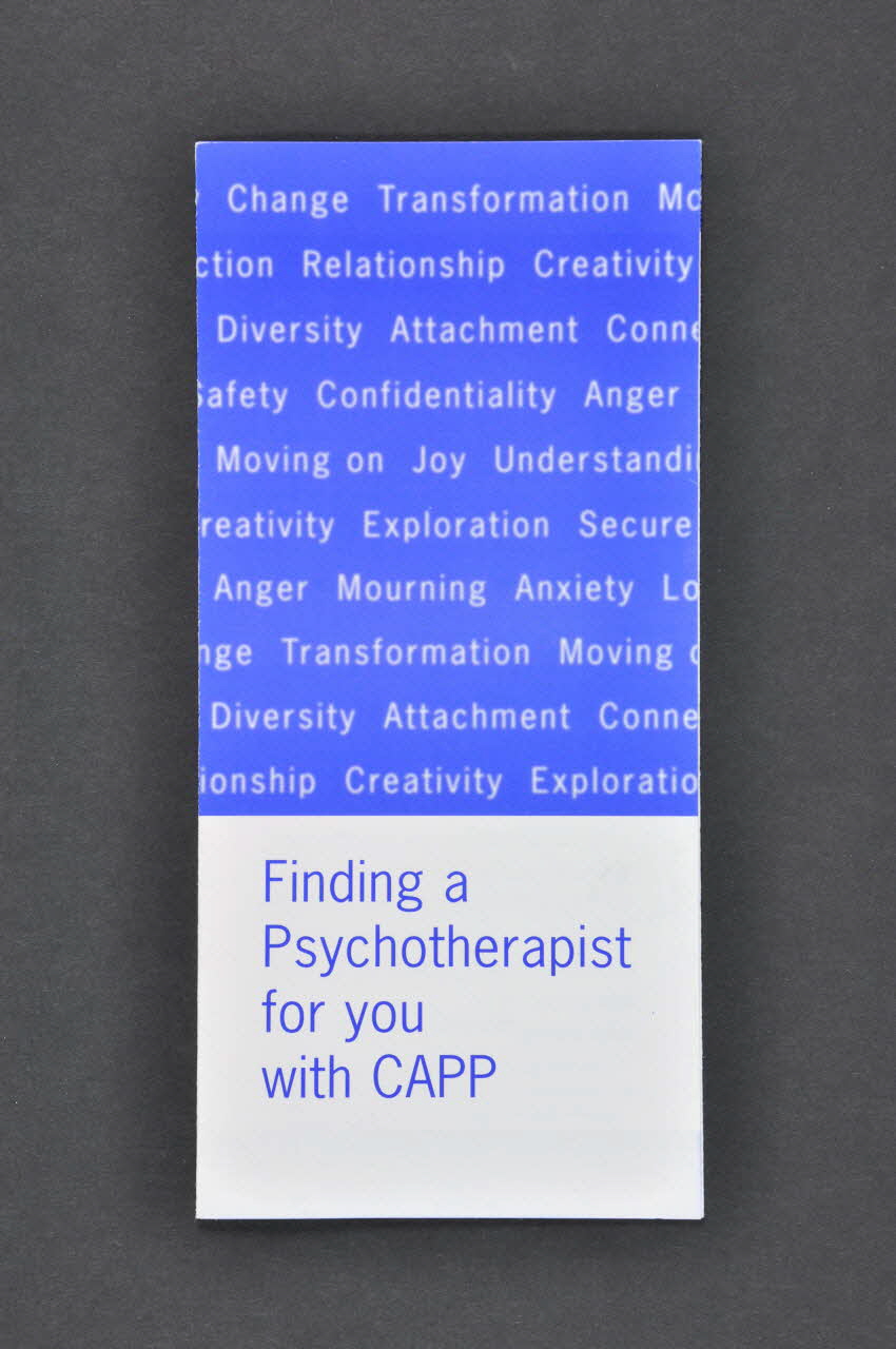 Dépliant "Finding a psychotherapist for you with CAPP" (Vous trouver un psychothérapeute avec CAPP) 2003.106.36 Photo Mucem