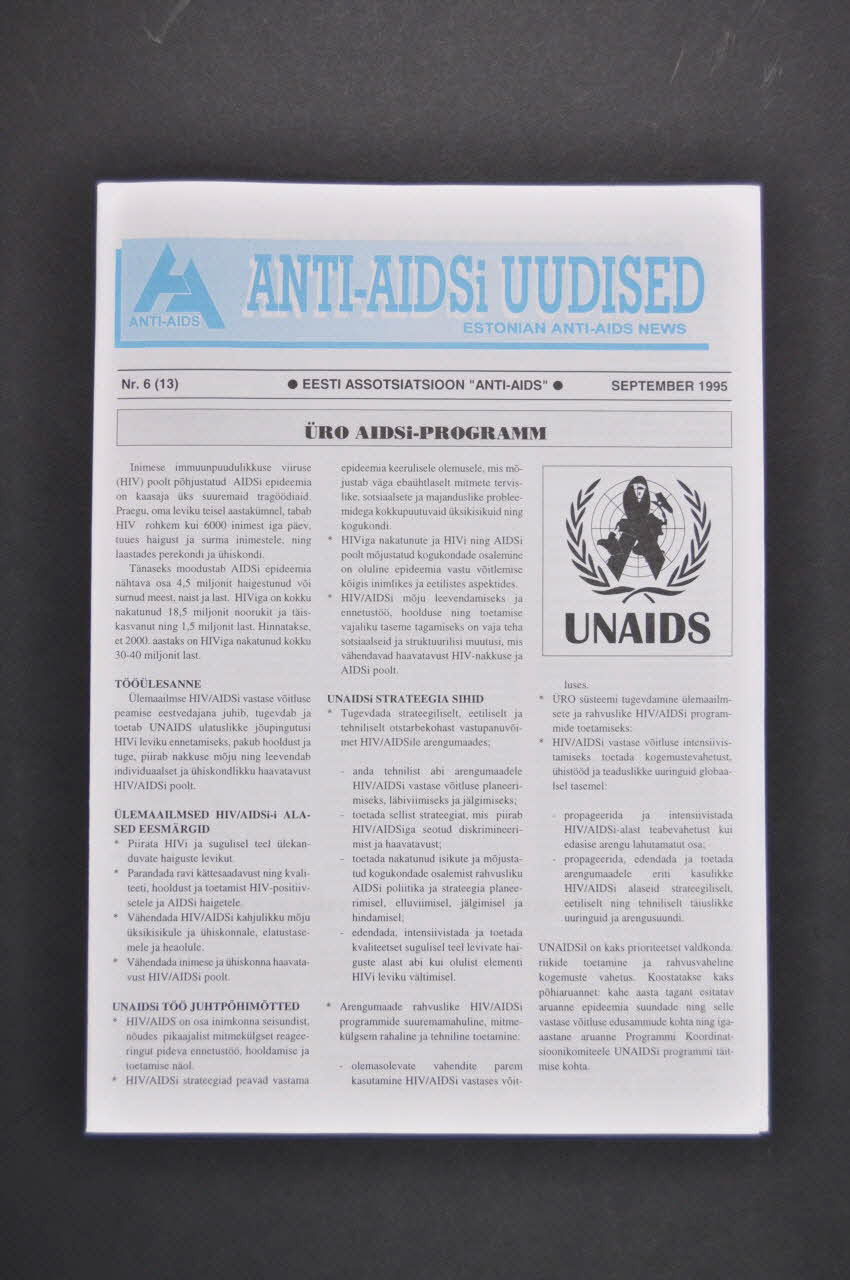 Estonian Association Anti Aids Bulletin associatif "Anti-AIDSi Uudised" Estonie 1995/9 2005.115.40 Photo Mucem