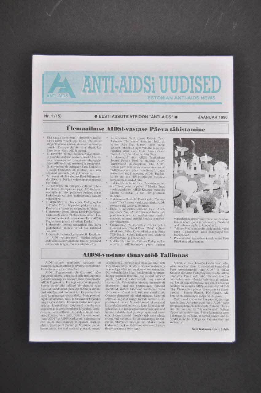 Estonian Association Anti Aids Bulletin associatif "Anti-AIDSi Uudised" Estonie 1996/1 2005.115.42 Photo Mucem