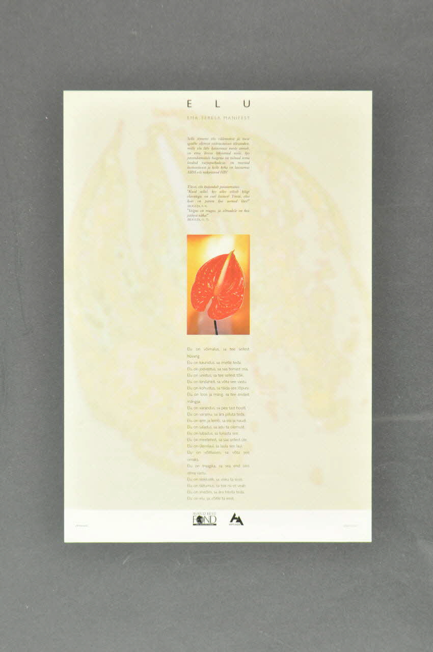 affiche Affiche "ELU" Ema Teresa manifest" (Manifeste de Mère Thérésa???) 2005.115.46 Photo Mucem