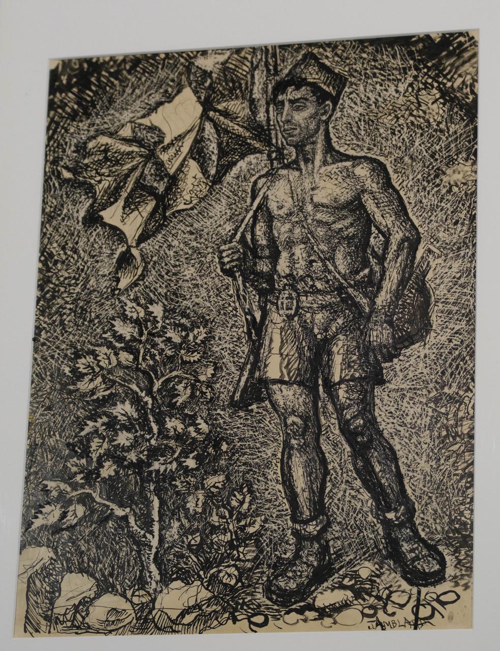 Jean Amblard dessin Maquisard au drapeau France 1943-1945 2025.26.10  Photo Mucem
