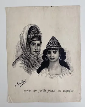 Jean Amblard dessin Femme et jeune fille de Tlemcen Auvergne, France 1922 2025.27.9  Photo Mucem