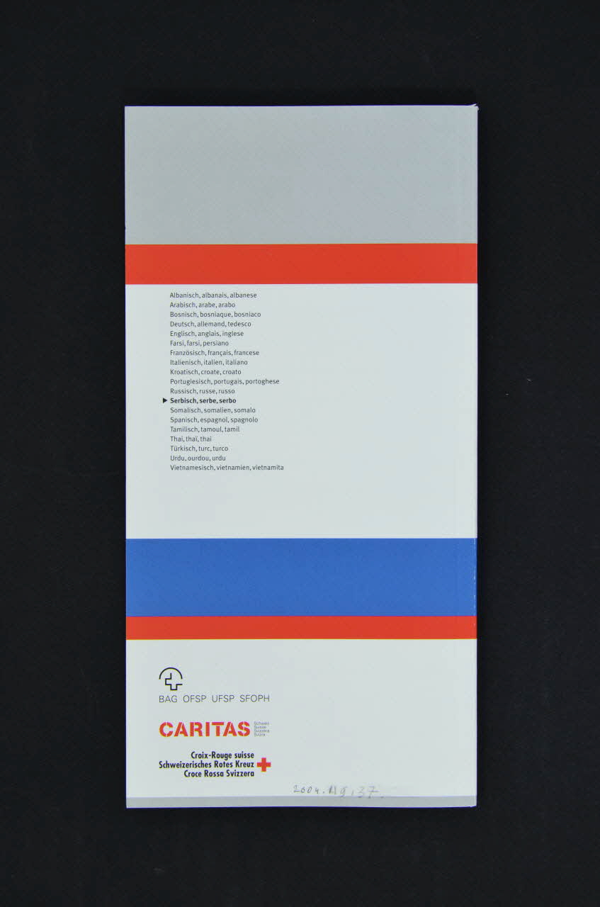 Caritas Suisse Et Croix Rouge Suisse BROCHURE "Zdravstveni vodic" (Guide de santé)  (en serbe) Lorraine, France 2003 2004.119.37 Photo Mucem