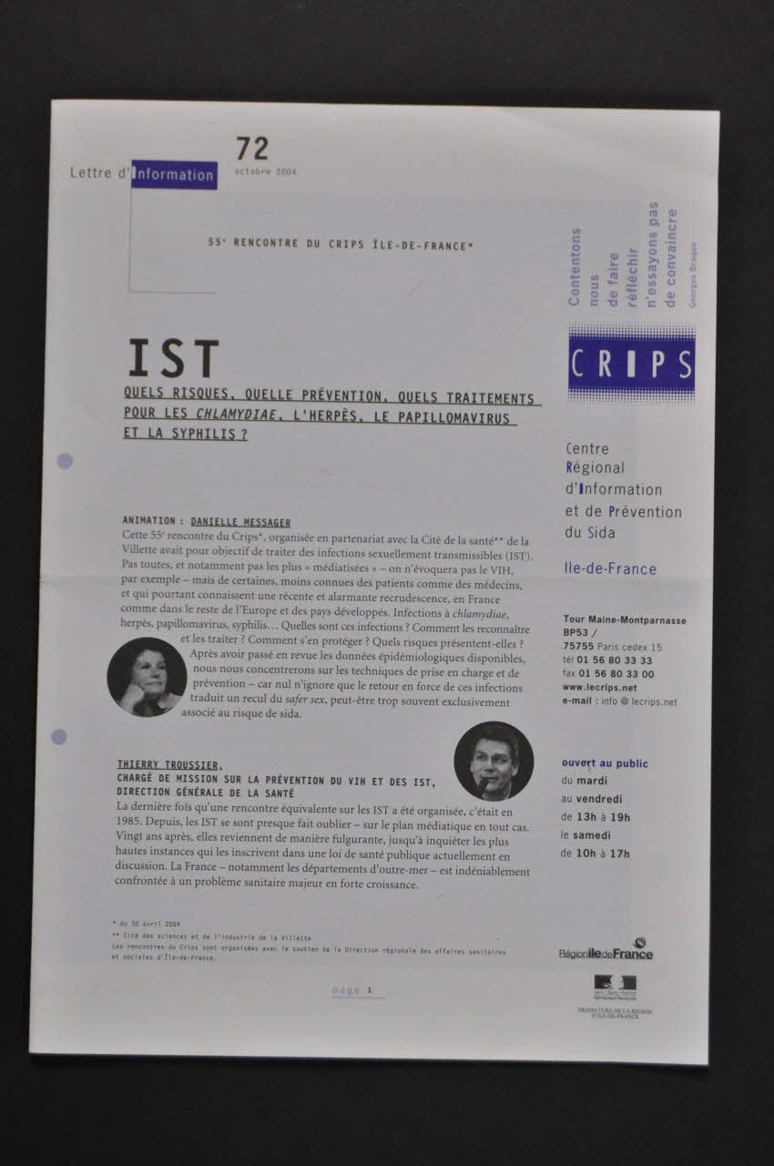 C.R.I.P.S Ile de France Lettre d'information IST France 2004/10 2005.117.27 Photo Mucem
