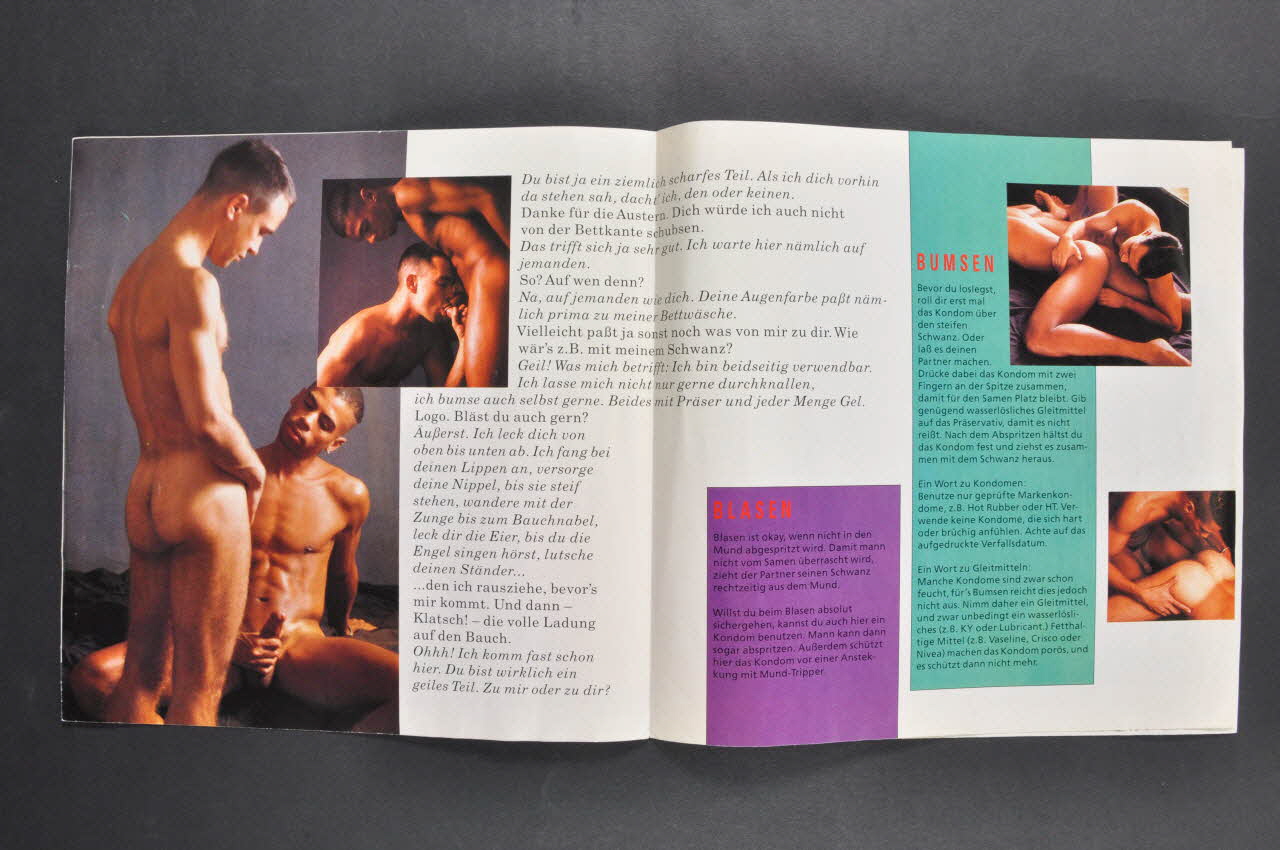 Deutsche Aids-Hilfe BROCHURE "Schwuler sex. Sicher" (Sexe homosexuel. Plus sûr) Allemagne 1990/5 2003.107.4 Photo Mucem