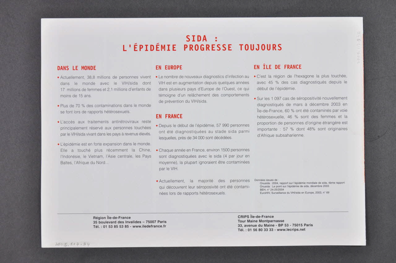 CRIPS (Centre régional d'information et de prévention du sida) Dépliant Aimer sans peur Ile-de-France, France 2004 2005.117.34 Photo Mucem