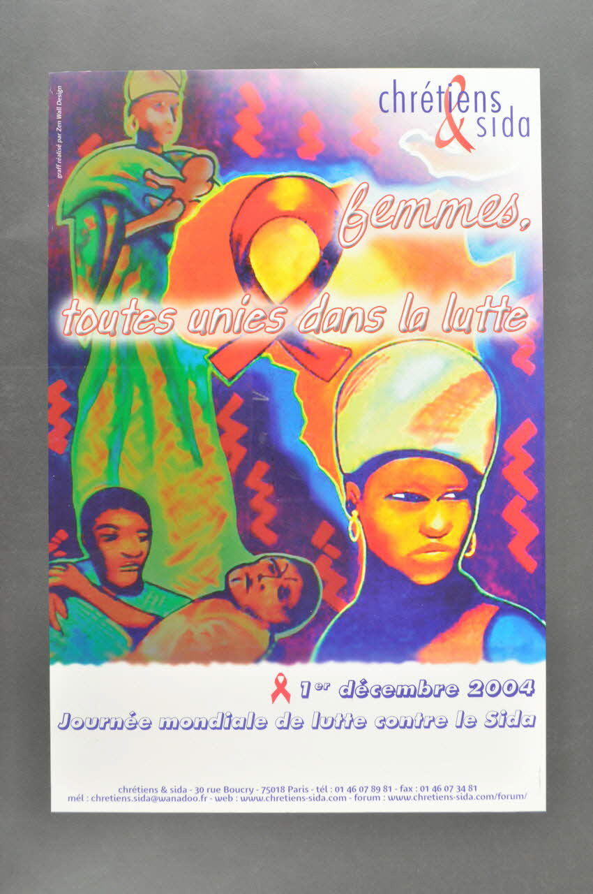 Chrétiens et Sida affiche "Femmes. Toutes unies dans la lutte." France 2004 2005.117.5 Photo Mucem