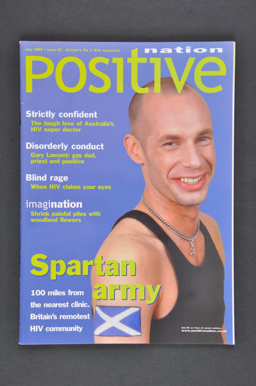 UK Coalition Of People Living With Hiv/Aids revue "Spartan army. 100 miles from the nearest clinic. Britain's remotest HIV community" (???. A 100 miles de la clinique la plus proche. La communauté de séropositifs la plus éloignée de Grande Bretagne) Grande Bretagne 1999/5 2003.108.24 Photo Mucem