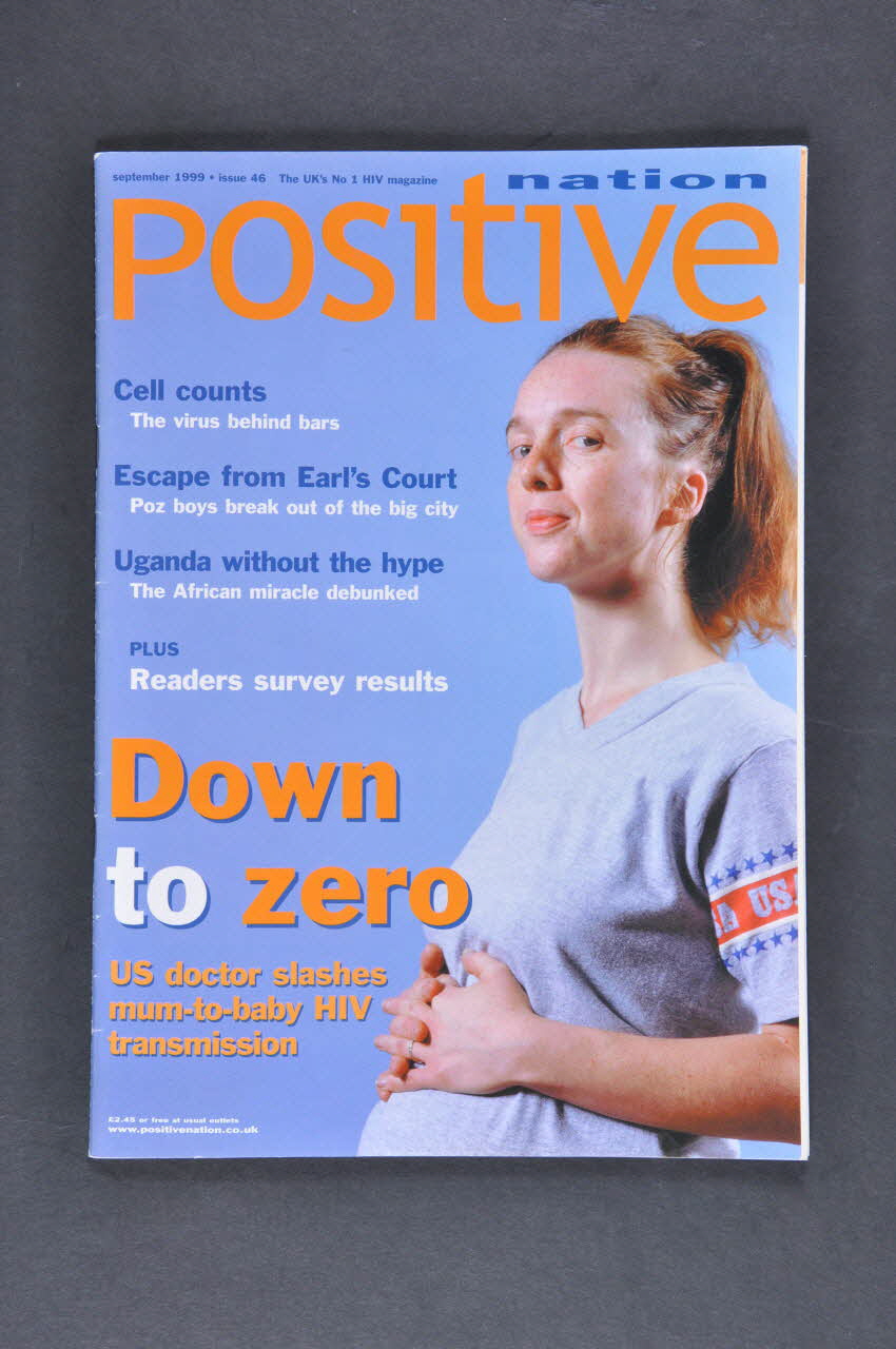 UK Coalition Of People Living With Hiv/Aids revue "Down to zero. US doctor slashes mum-to-baby HIV transmission" (Retour à zéro. Des médecins américains frappent la transmission mère-enfant du VIH) Grande Bretagne 1999/9 2003.108.27 Photo Mucem