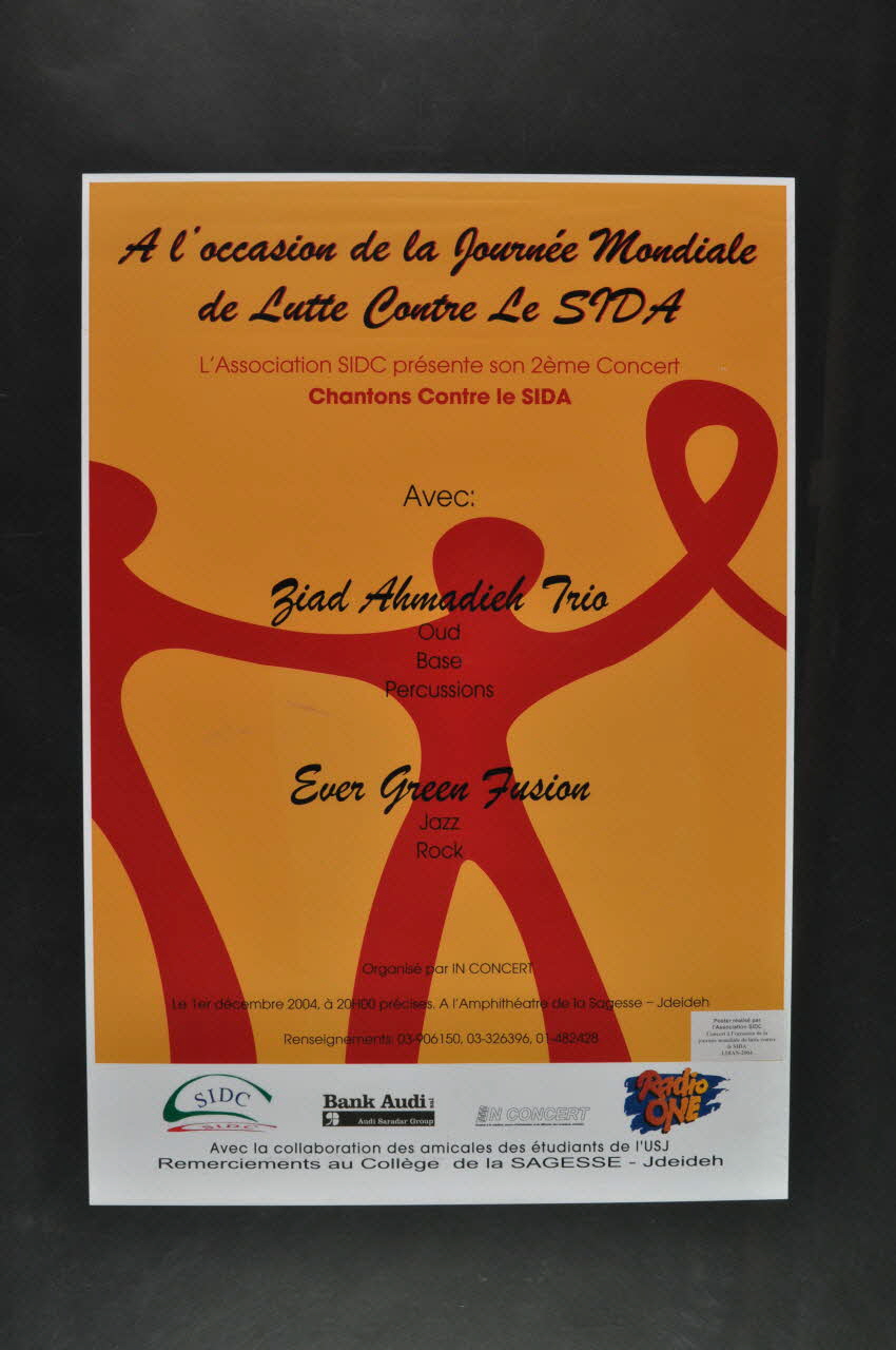 affiche Concert : "Chantons contre le sida" Liban 2004 2005.119.1 Photo Mucem