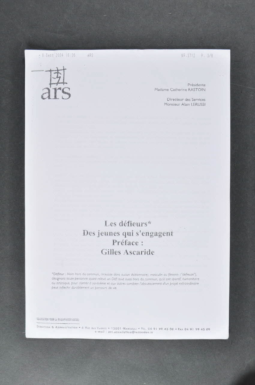 Association Pour La Réadaptation Sociale Dossier "Les défieurs. Des jeunes qui s'engagent" Provence-Alpes-Côte d'Azur, France 1996 2004.122.2 Photo Mucem