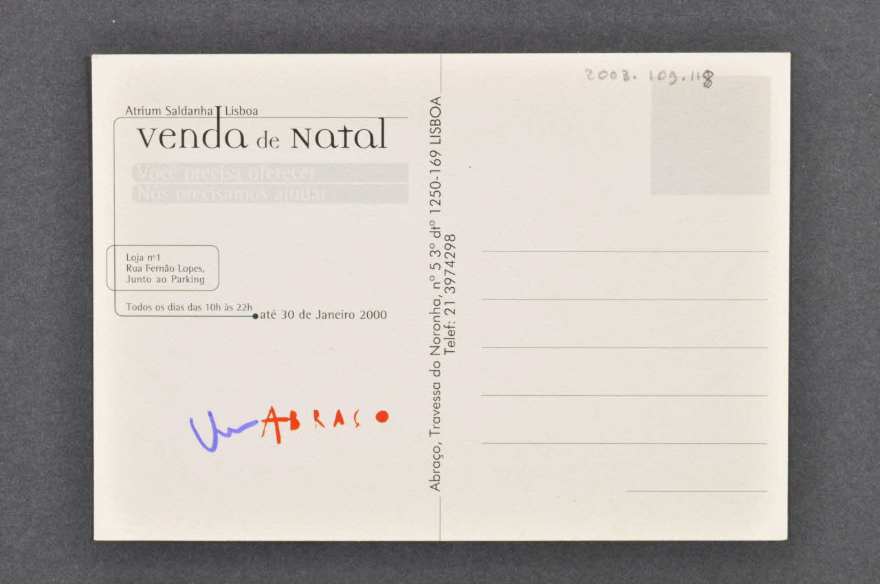 Abraço carte postale Carte postale ruban rouge sur paquet cadeau Portugal 2000 2003.109.118 Photo Mucem