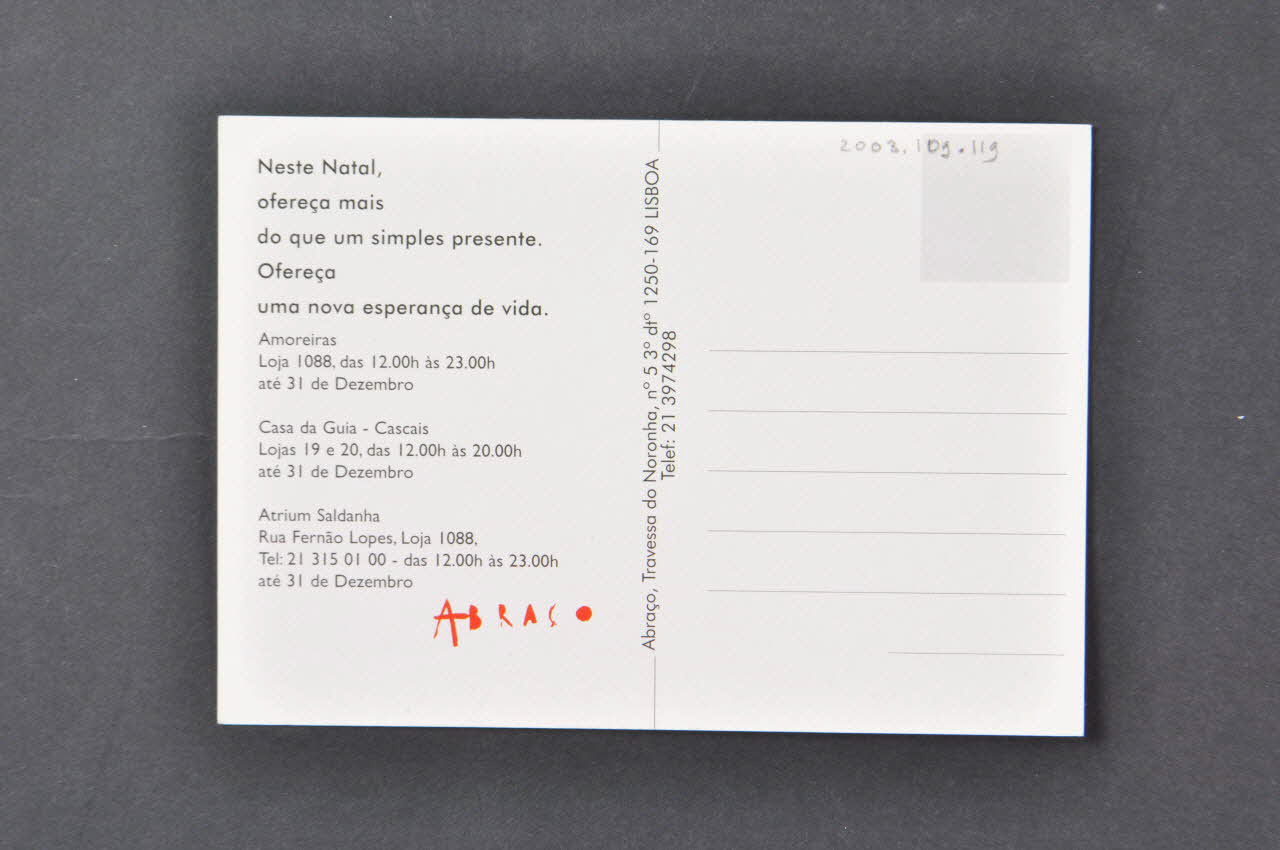 carte postale Carte postale ruban rouge et "Venda de Natal" (Vente de Noël) 2003.109.119 Photo Mucem
