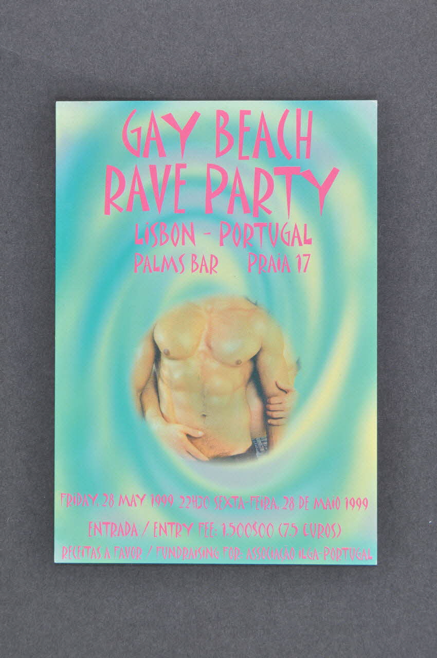 ILGA Portugal carte postale "Gay beach rave party" (Rave partie de la plage gay) Portugal 1999 2003.109.125 Photo Mucem