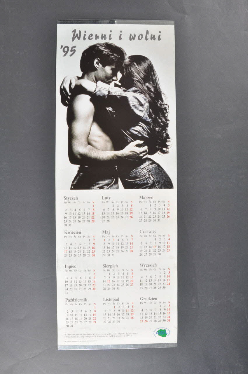 Krajowe Centrum Ds Aids (The National Aids Center) calendrier Wierni i wolni" (traduction) Pologne 1995 2005.120.11 Photo Mucem