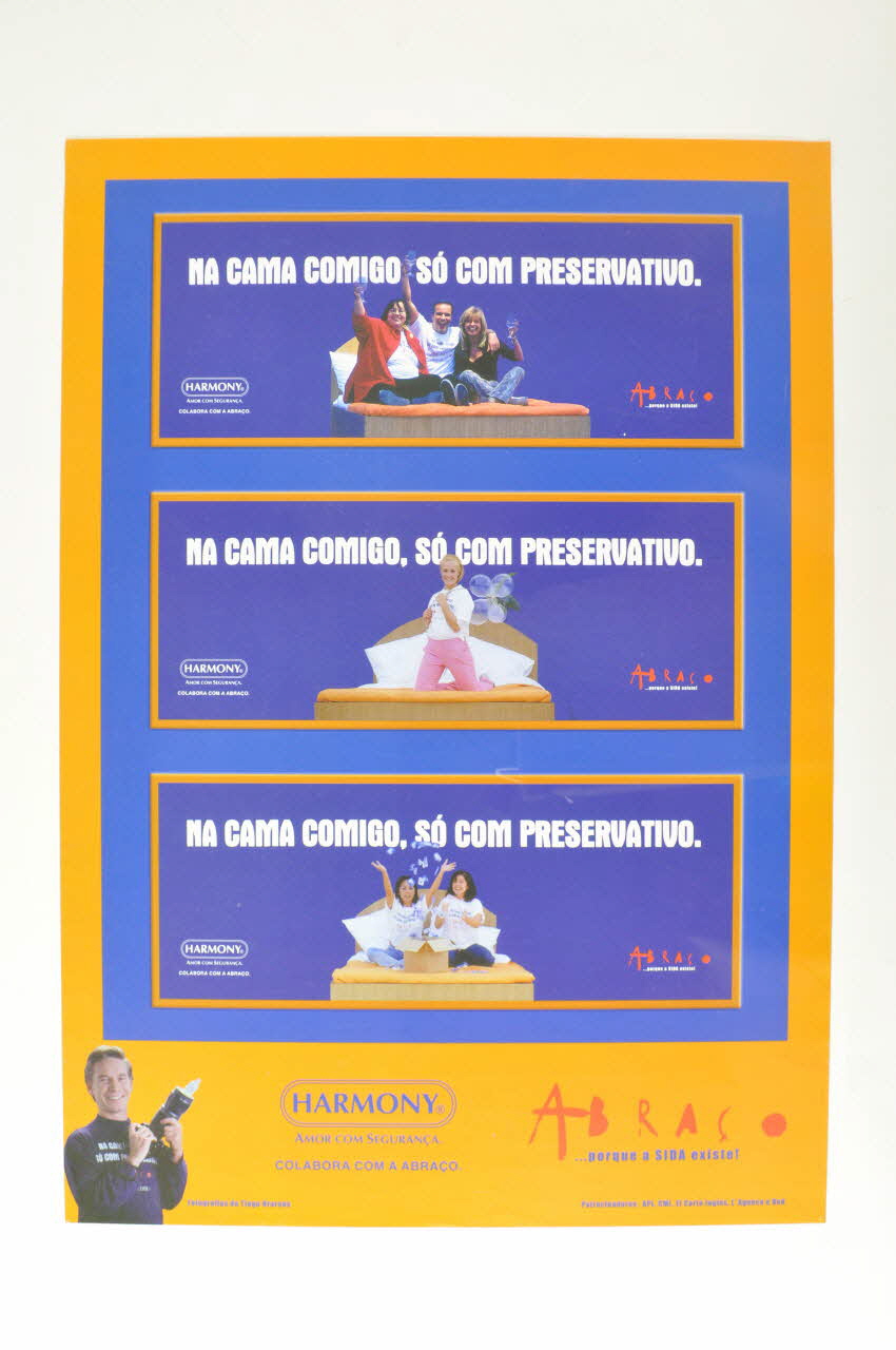 Abraço affiche Affiche "Na cama comigo, so com preservativo" (Pas au lit avec moi sinon avec un préservatif) Portugal 1993 2003.109.14 Photo Mucem