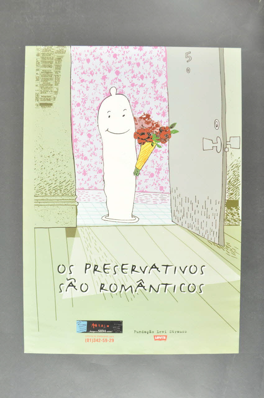 Abraço affiche Affiche "Os preservativos sao romanticos" (Les préservatifs sont romantiques) Portugal 1998 2003.109.15 Photo Mucem