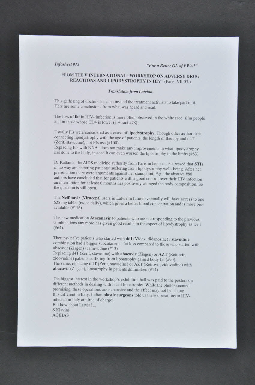 Agihas Feuille d'information Lettonie 2003 2005.121.40.13 Photo Mucem