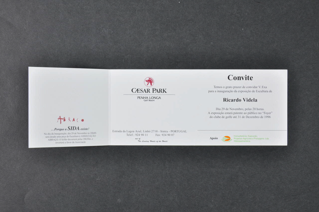 Abraço CARTON D'INVITATION Portugal 1996 2003.109.225 Photo Mucem