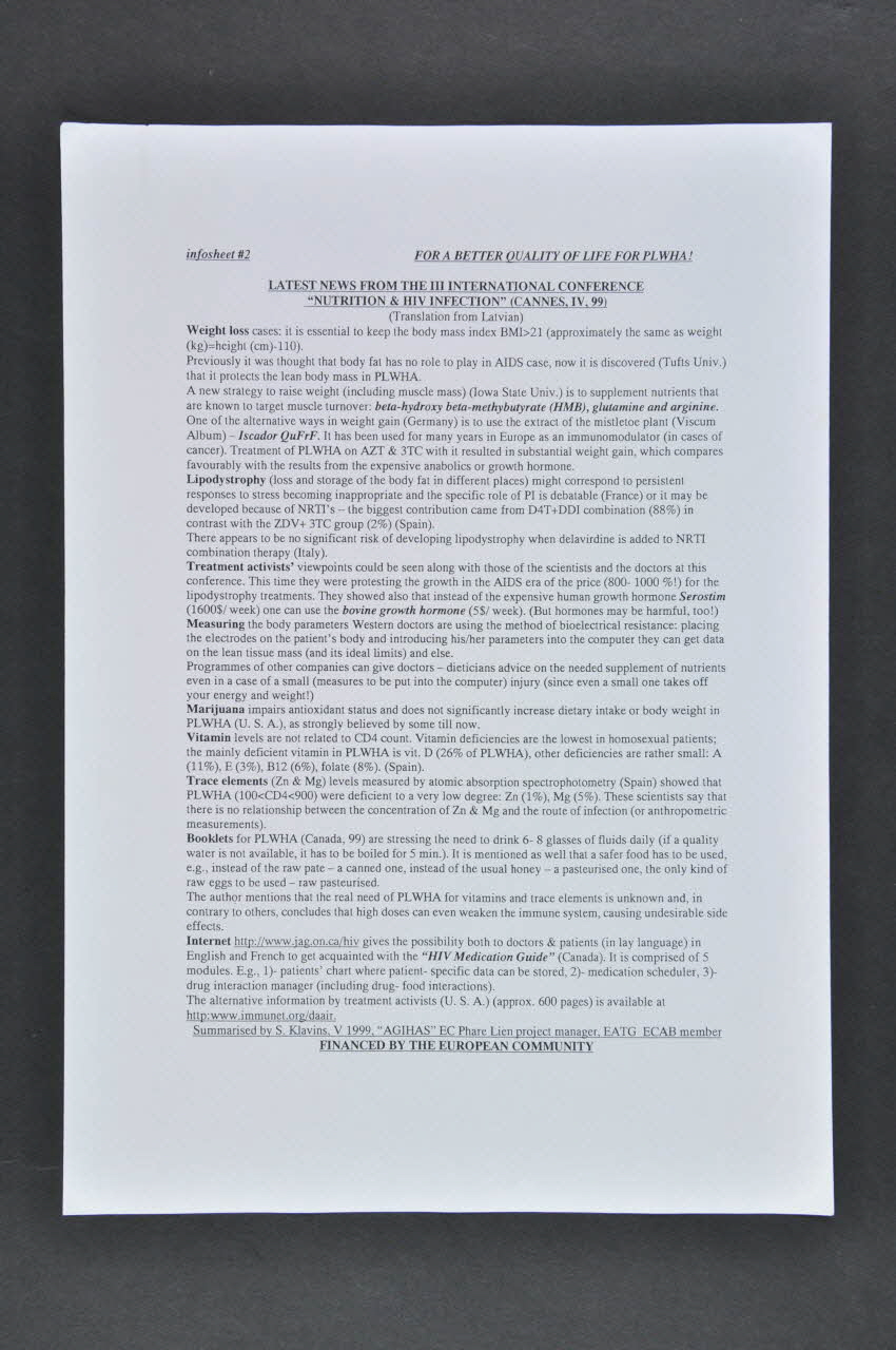 Agihas Feuille d'information Lettonie 1999 2005.121.40.3 Photo Mucem