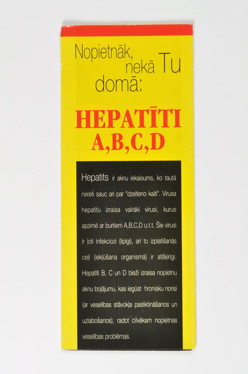 Aids Prevention Center Dépliant "Hepatiti A,B,C,D" Lettonie 2003 2005.121.5 Photo Mucem